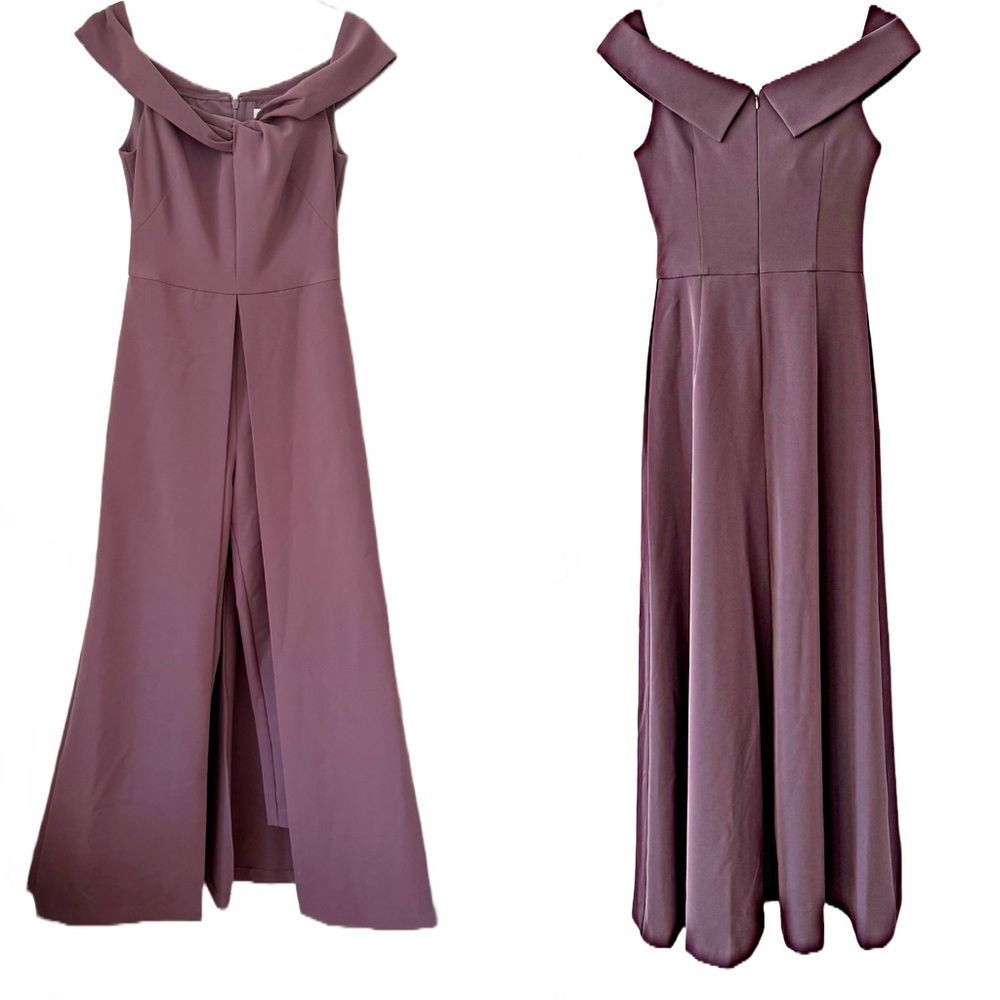 Kay Unger Dusty Rose Strapless Off-Shoulder Evening Dress